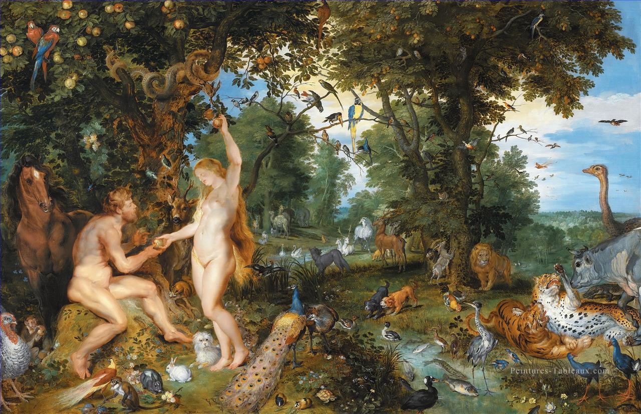 Jan Brueghel de Oude en Peter Paul Rubens Het aards paradijs rencontré de zondeval van Adam en Eva Peintures à l'huile